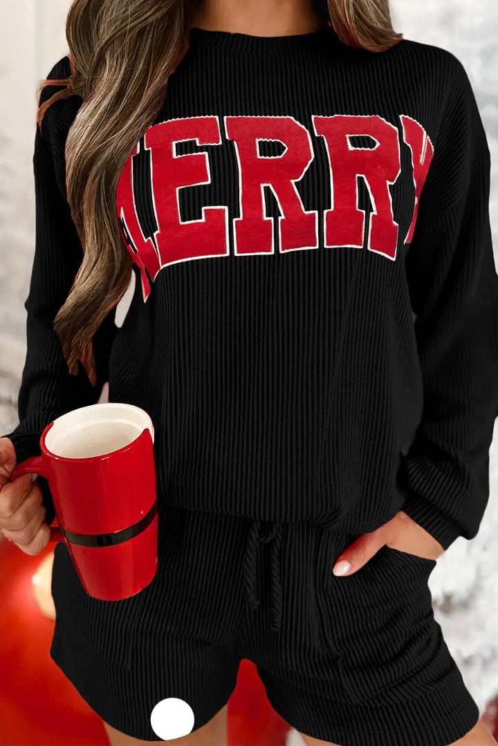 Ensemble noir sweat & short "Merry" - Confort et style festif Perfectelena