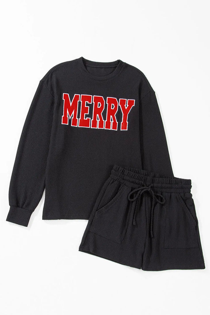 Ensemble noir sweat & short "Merry" - Confort et style festif Perfectelena