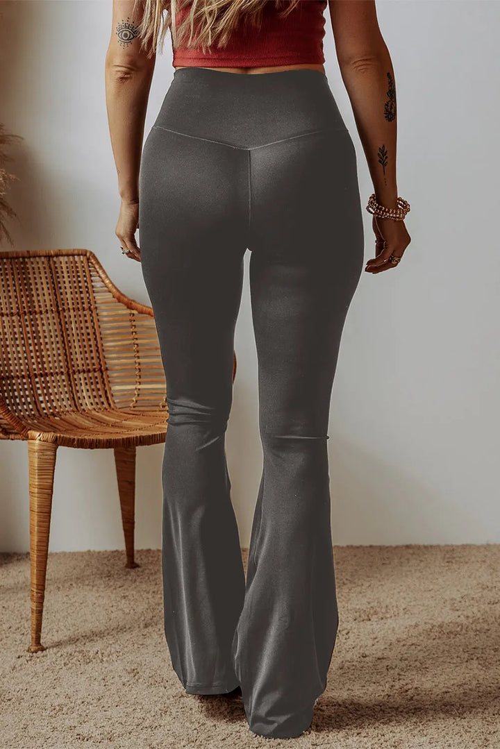 Legging évasé taille haute noir en forme de V Perfectelena