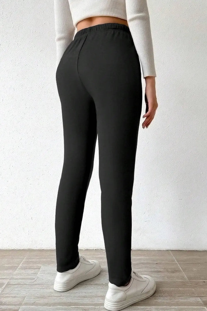 Legging taille haute noir avec doublure thermique et cordon de serrage Perfectelena