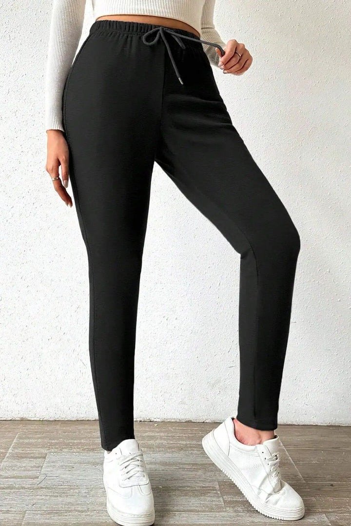 Legging taille haute noir avec doublure thermique et cordon de serrage Perfectelena