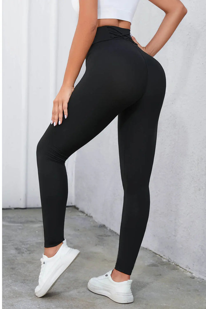 Legging taille haute noir croisé avec contrôle du ventre Perfectelena