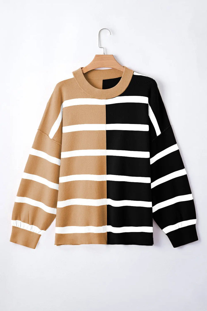 Pull surdimensionné color block beige français clair Perfectelena