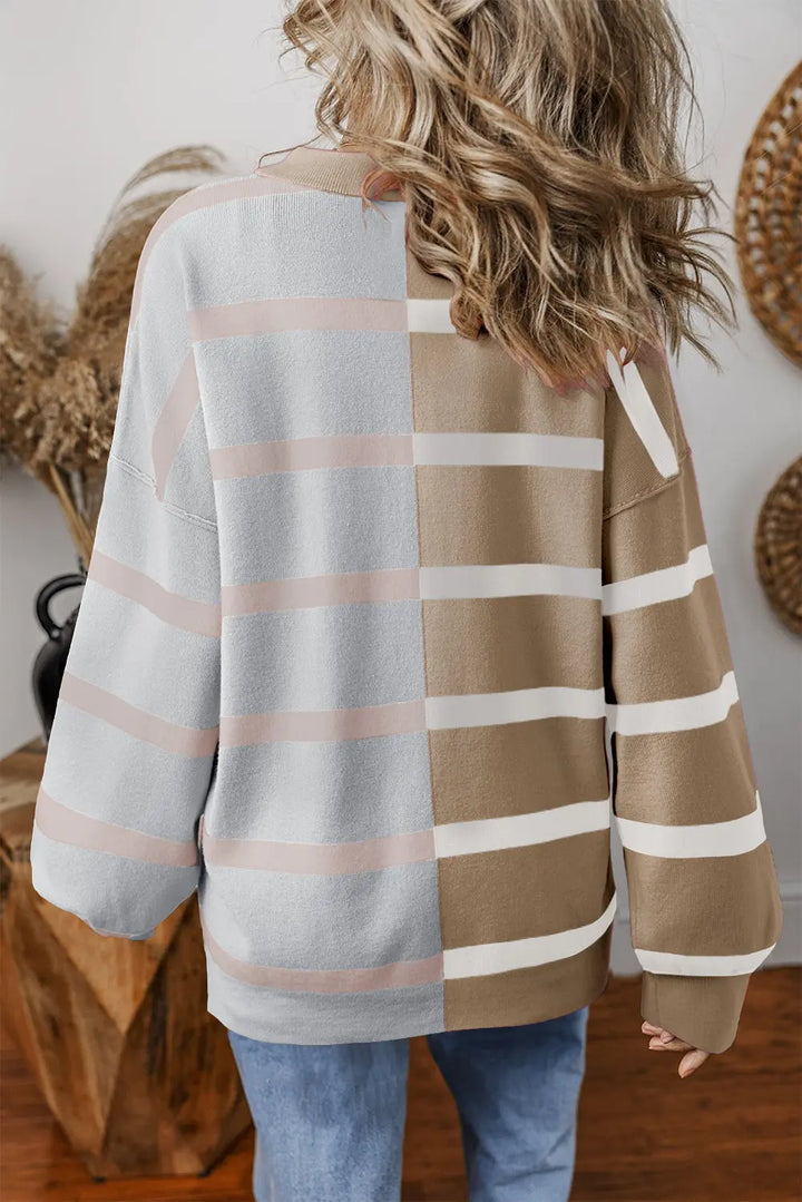 Pull surdimensionné color block beige français clair Perfectelena