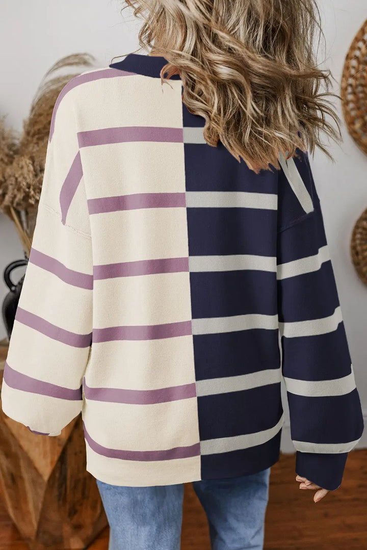 Pull surdimensionné color block beige français clair Perfectelena