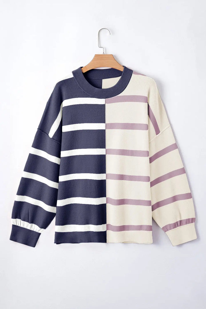 Pull surdimensionné color block beige français clair Perfectelena