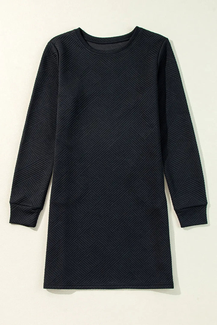 Robe Shift Texturée Couleur Noir Perfectelena