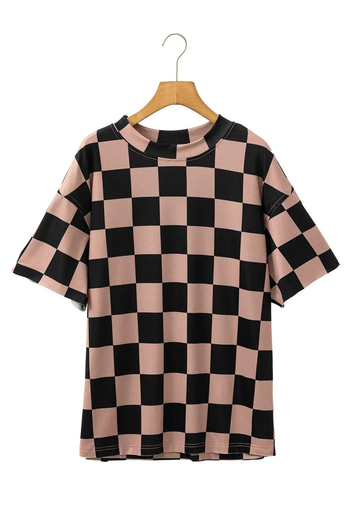 T-shirt décontracté Checkmate Boyfriend beige français clair Perfectelena